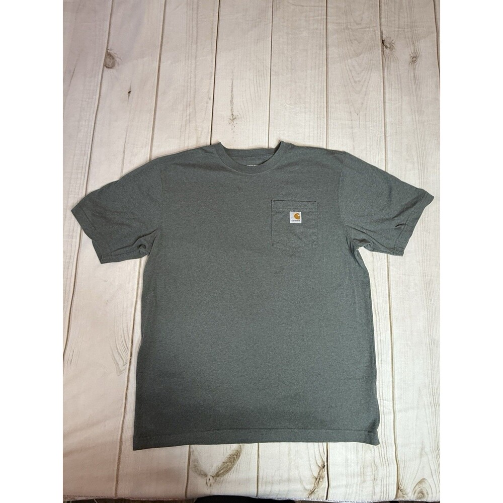 Carhartt Shirt Mens LT Green Casual Loose Fit Pocket Short Sleeve Crew Neck